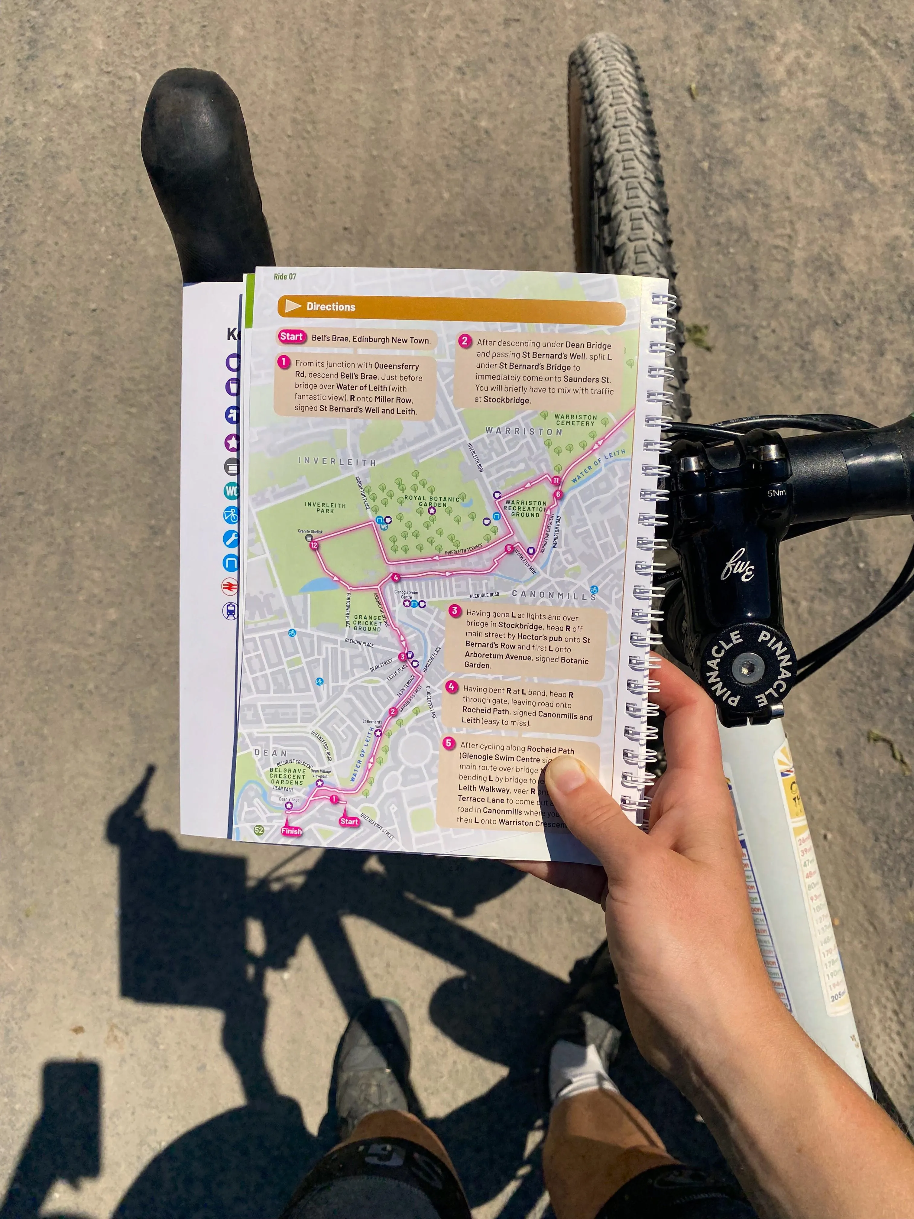 A page from the guidebook showing the route and directions