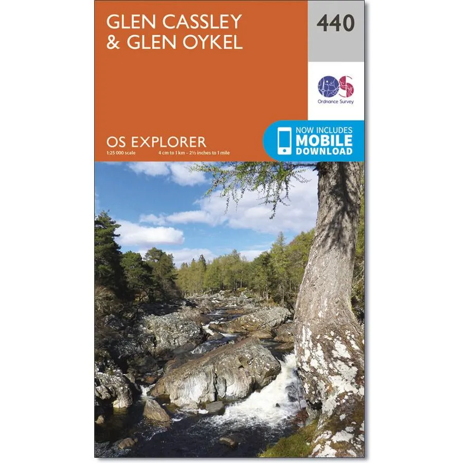 OS Explorer map of Glen Cassley and Glen Oykel
