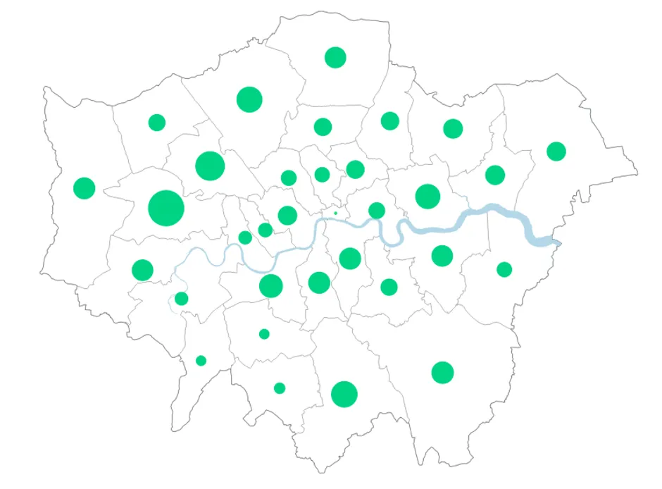 Example of a proportional symbol map