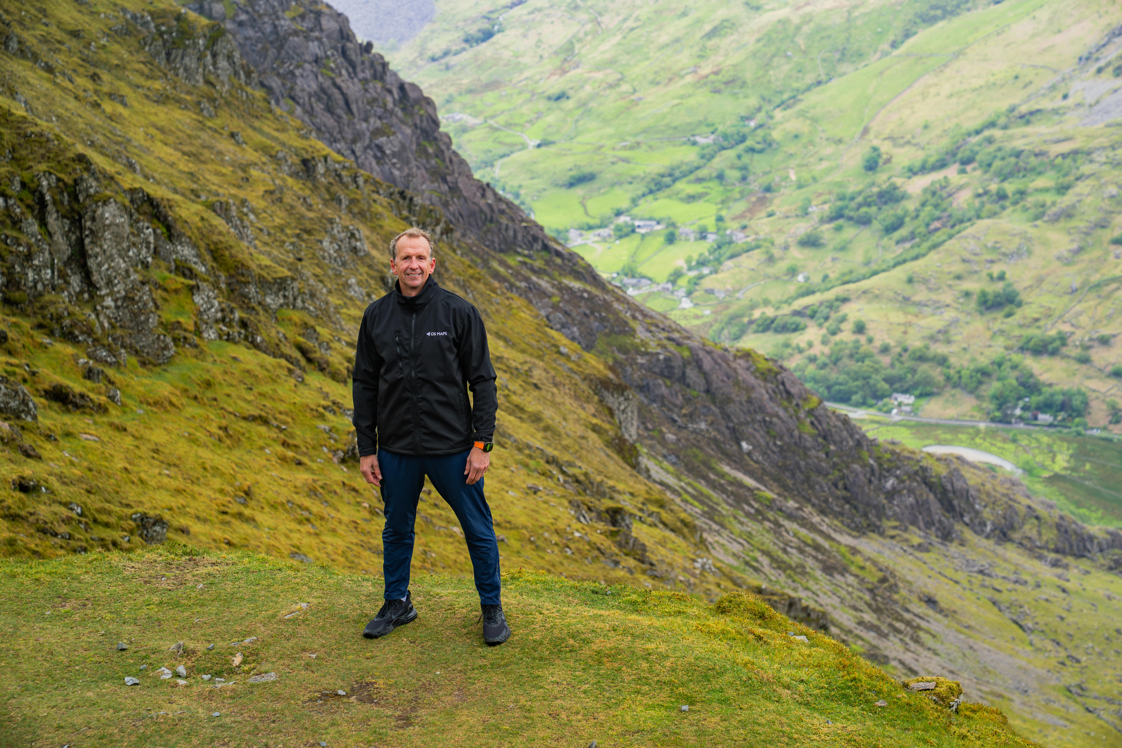 Professor Greg Whyte walking up Yr Wyddfa/Snowdon.