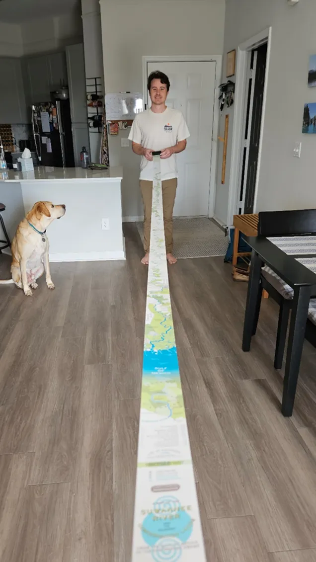Suwannee River ribbon map rolled out at full length
