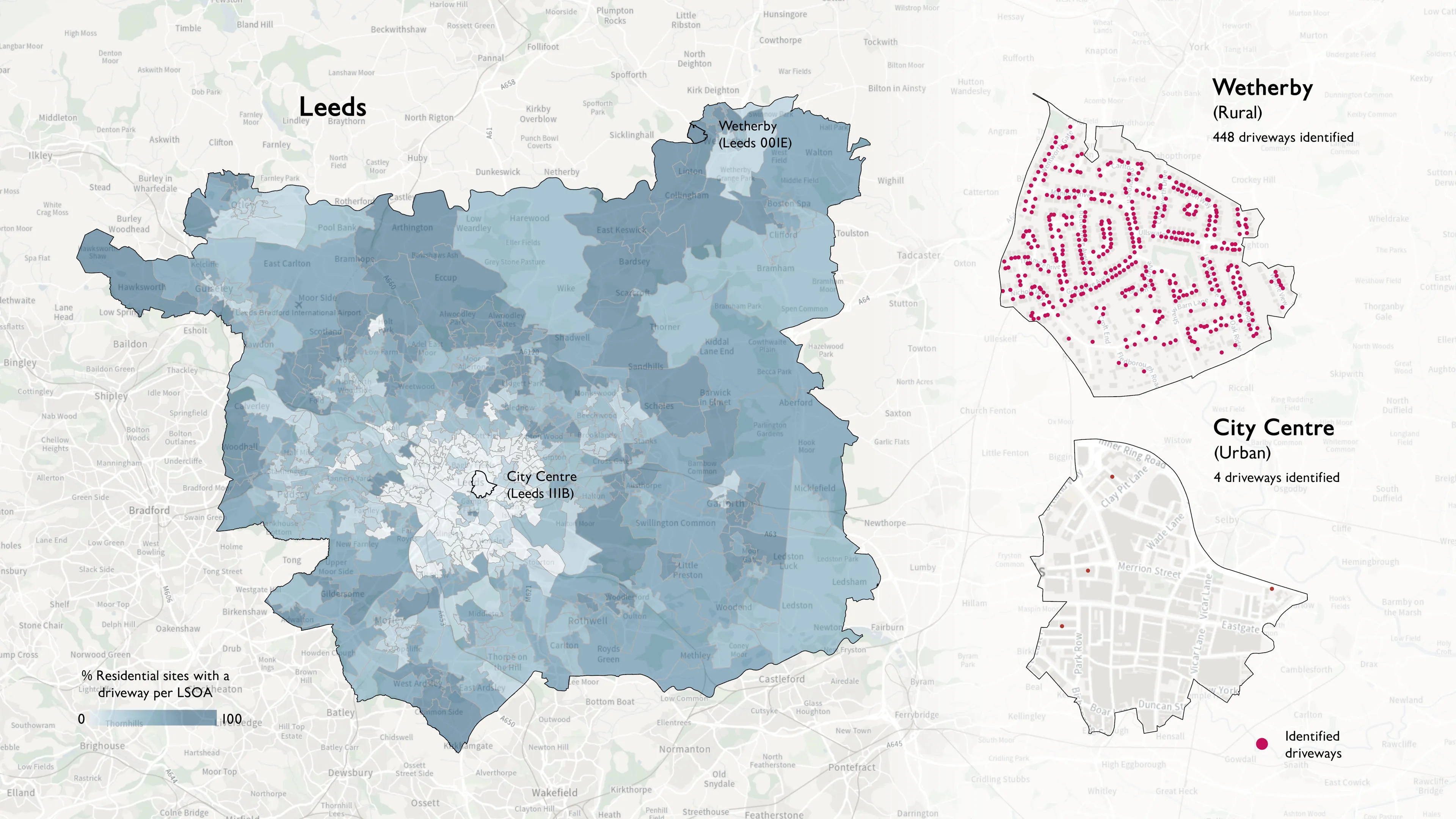 Data visualisation of driveways in Leeds