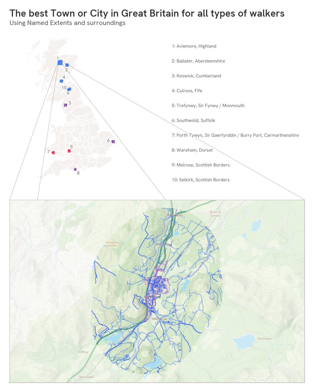 Aviemore came out on top across multiple categories to be Britain's most walkable town.