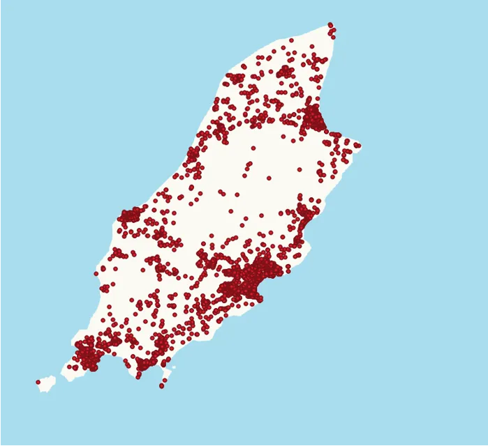 AddressBase Islands (Isle of Man) data visualisation