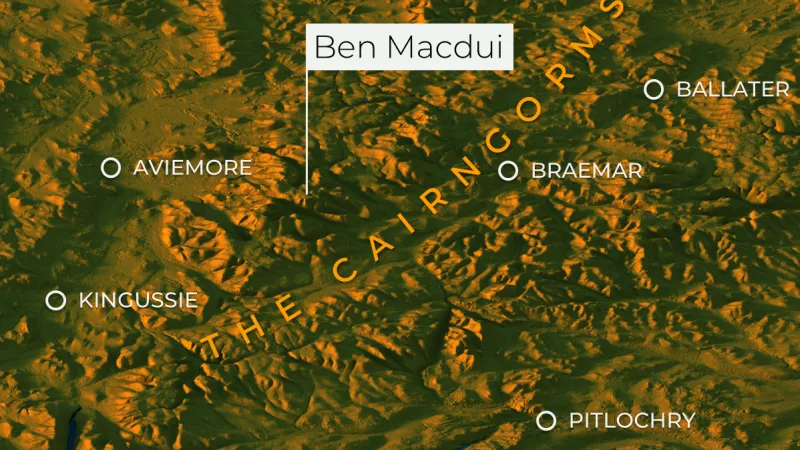 3D map of the Highlands of Scotland