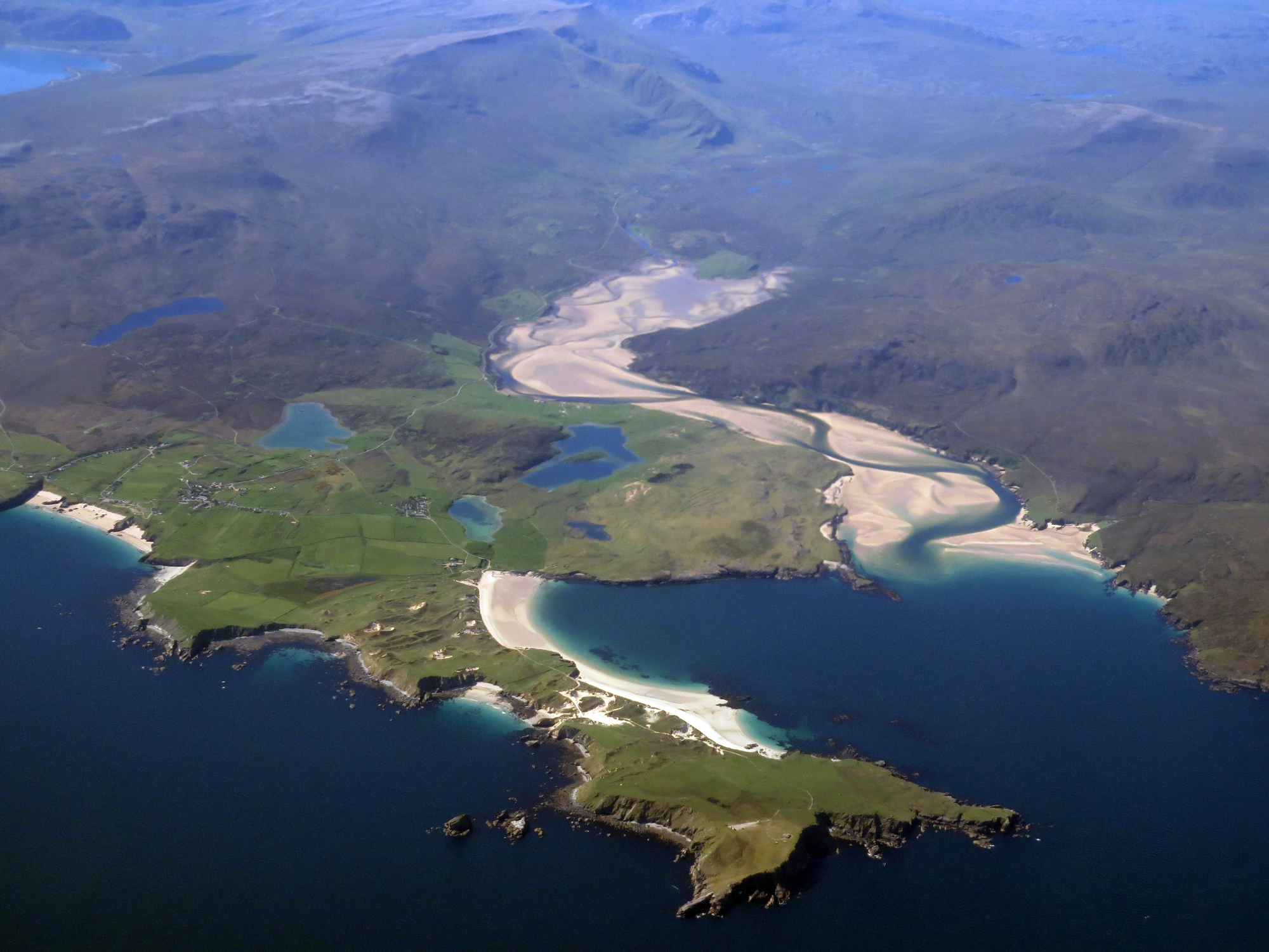 Aerial view of Scottish coastline