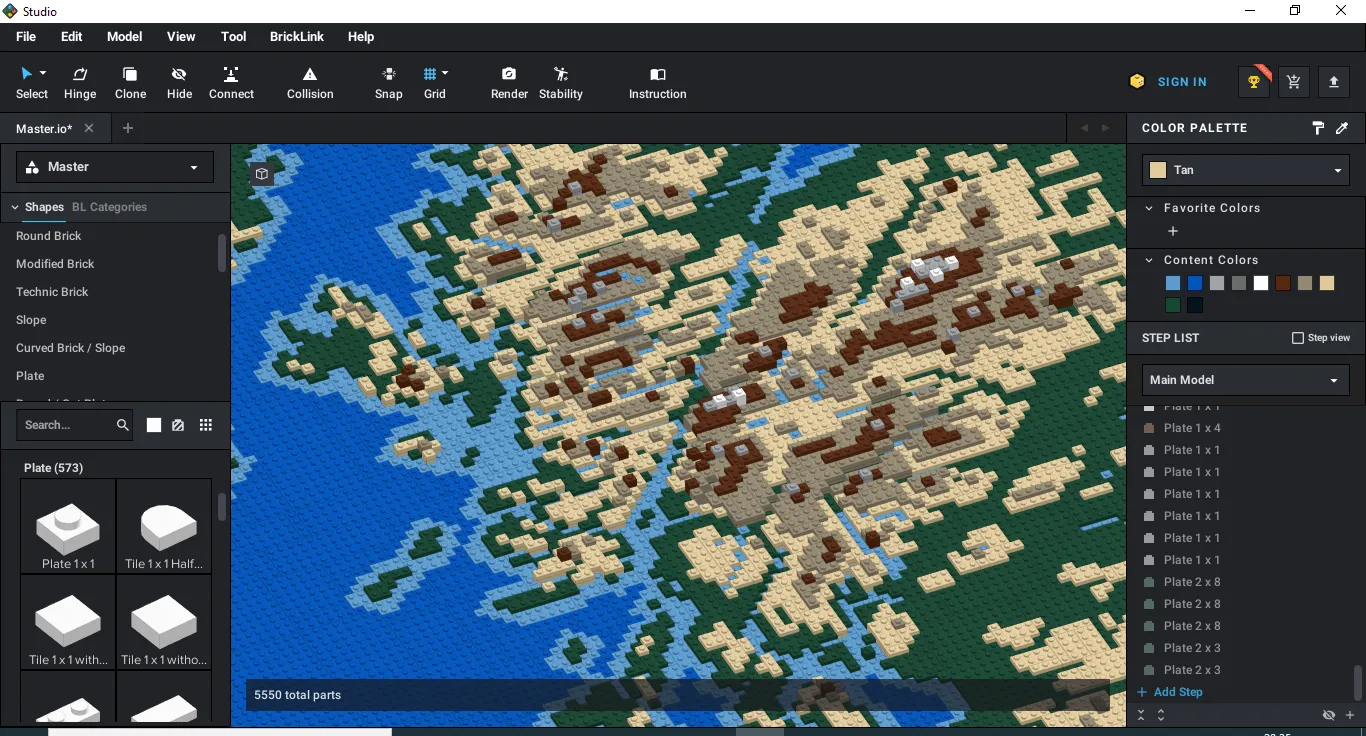 Screenshot of Stud.io software.
