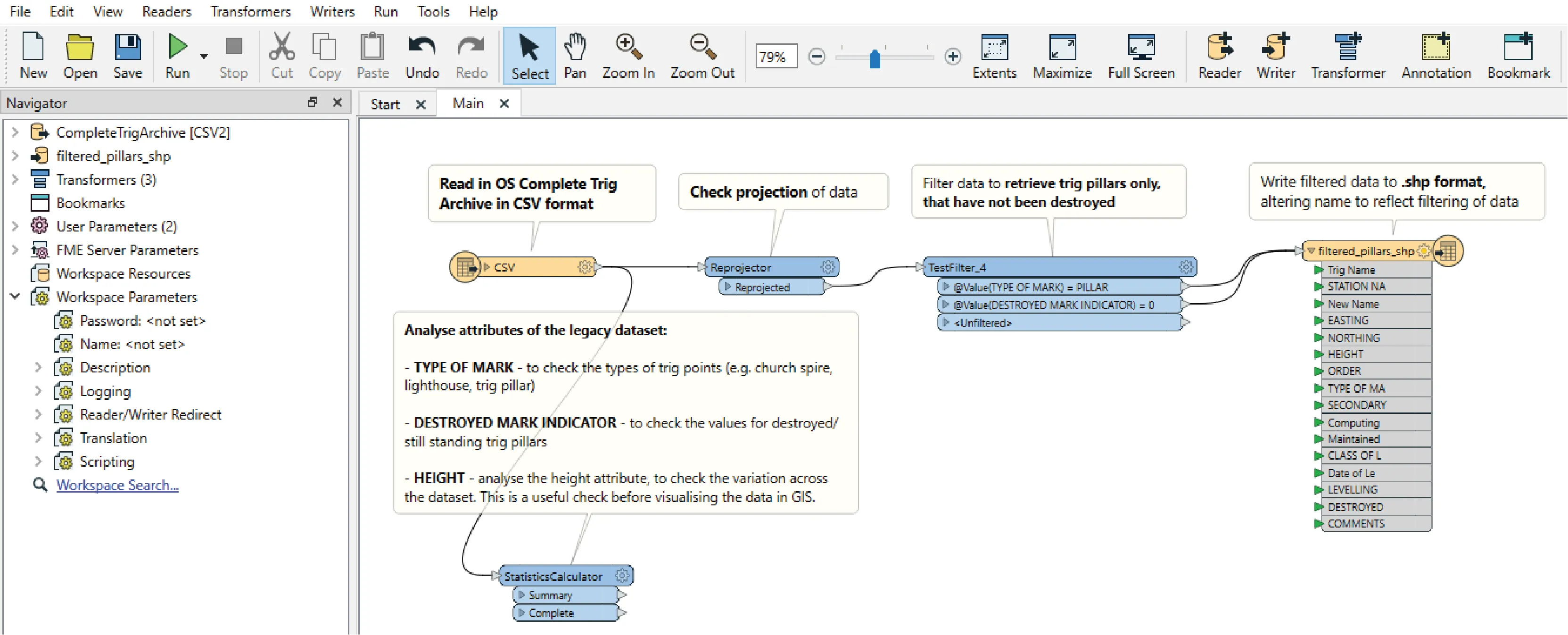 Screenshot of FME Workbench