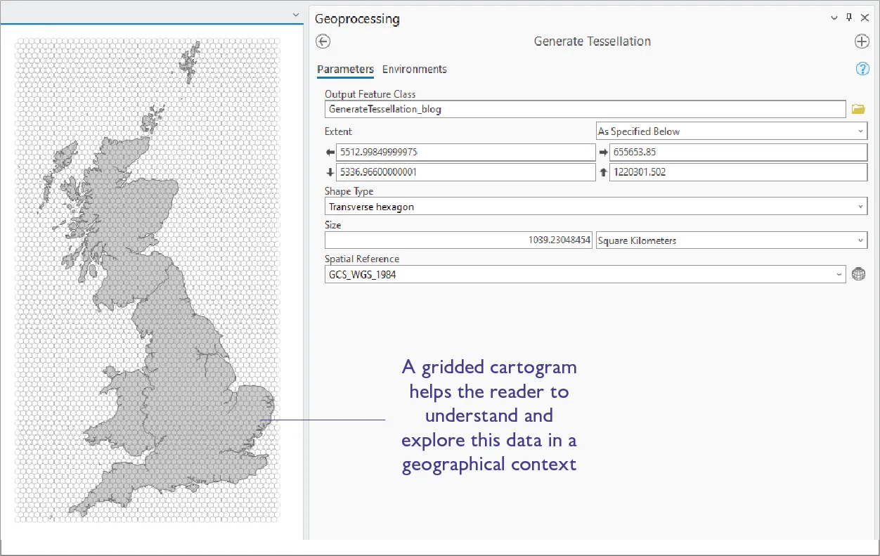 Screenshot of the Generate Tessellation tool in ArcGIS Pro