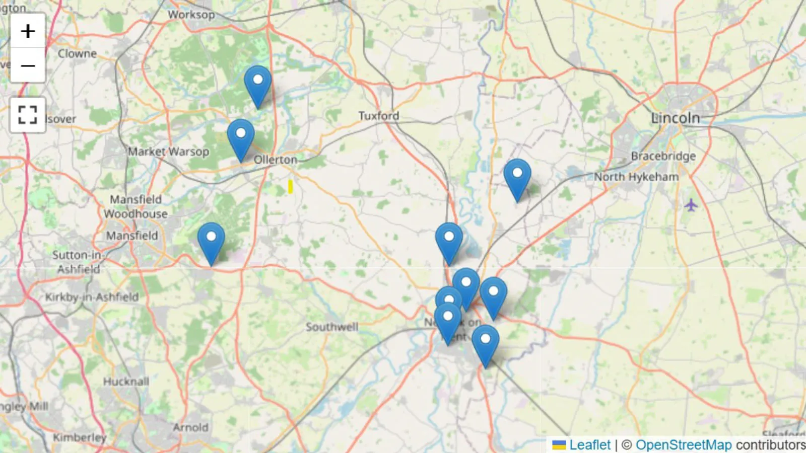 Mapping showing the community centres and village halls in the council's district.