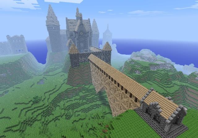 The castle of Hogwarts built in Minecraft
