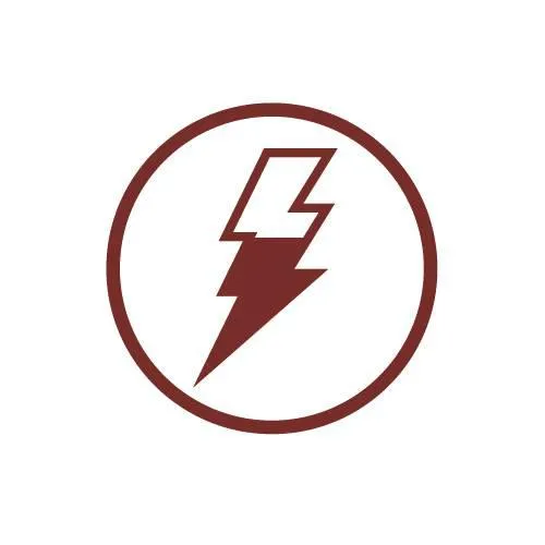 A lightning bolt with half fill colour represents the refuelling station