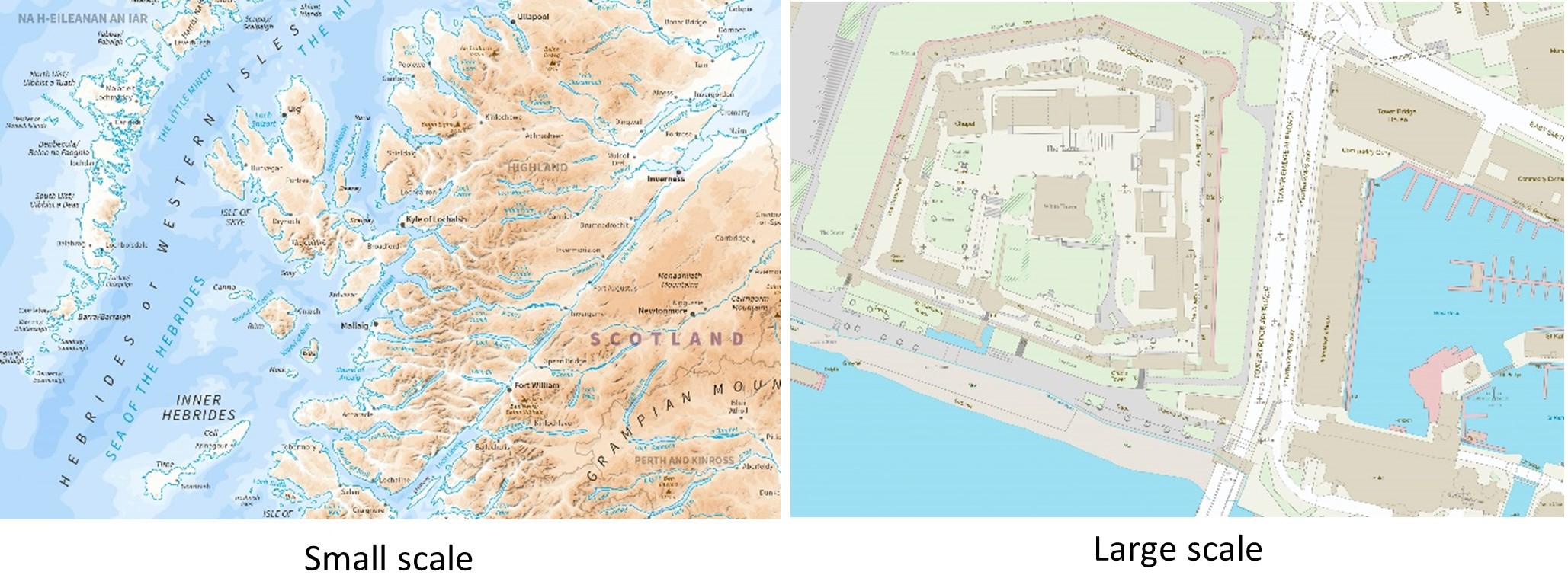 Small scale vs large scale on a map