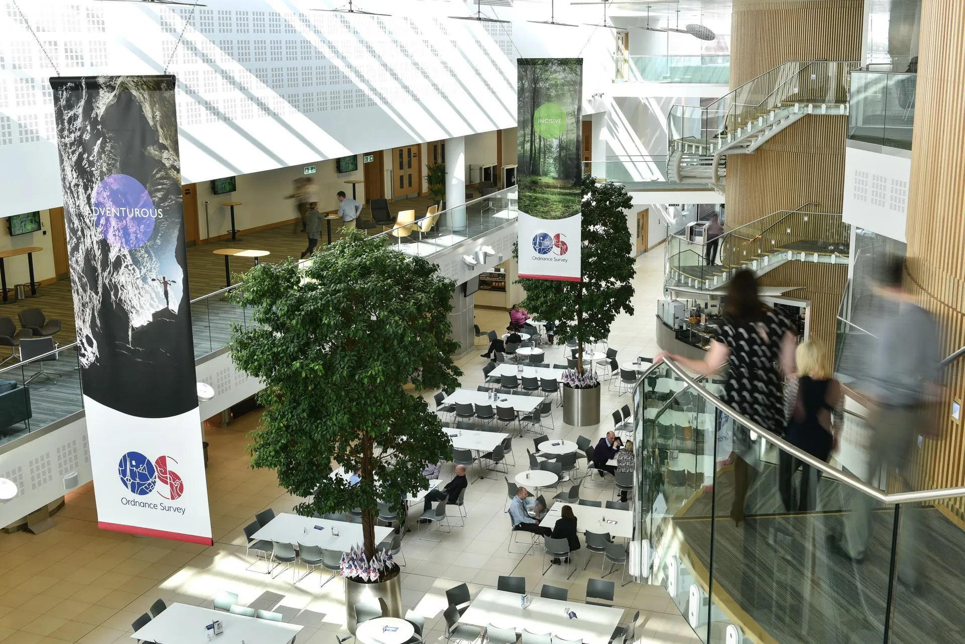 The atrium area of OS HQ Explorer House
