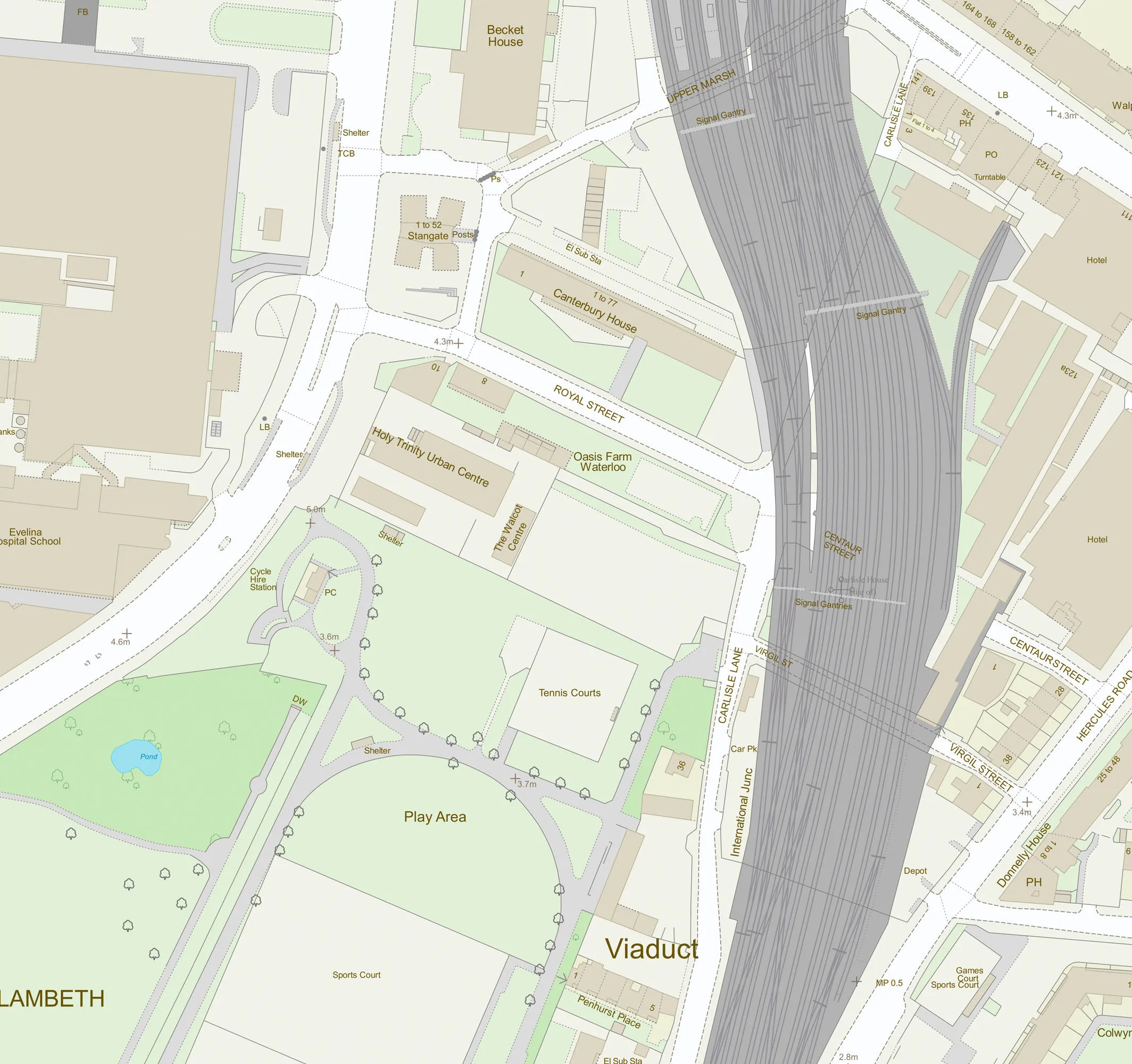 OS MasterMap Topography map of Lambeth