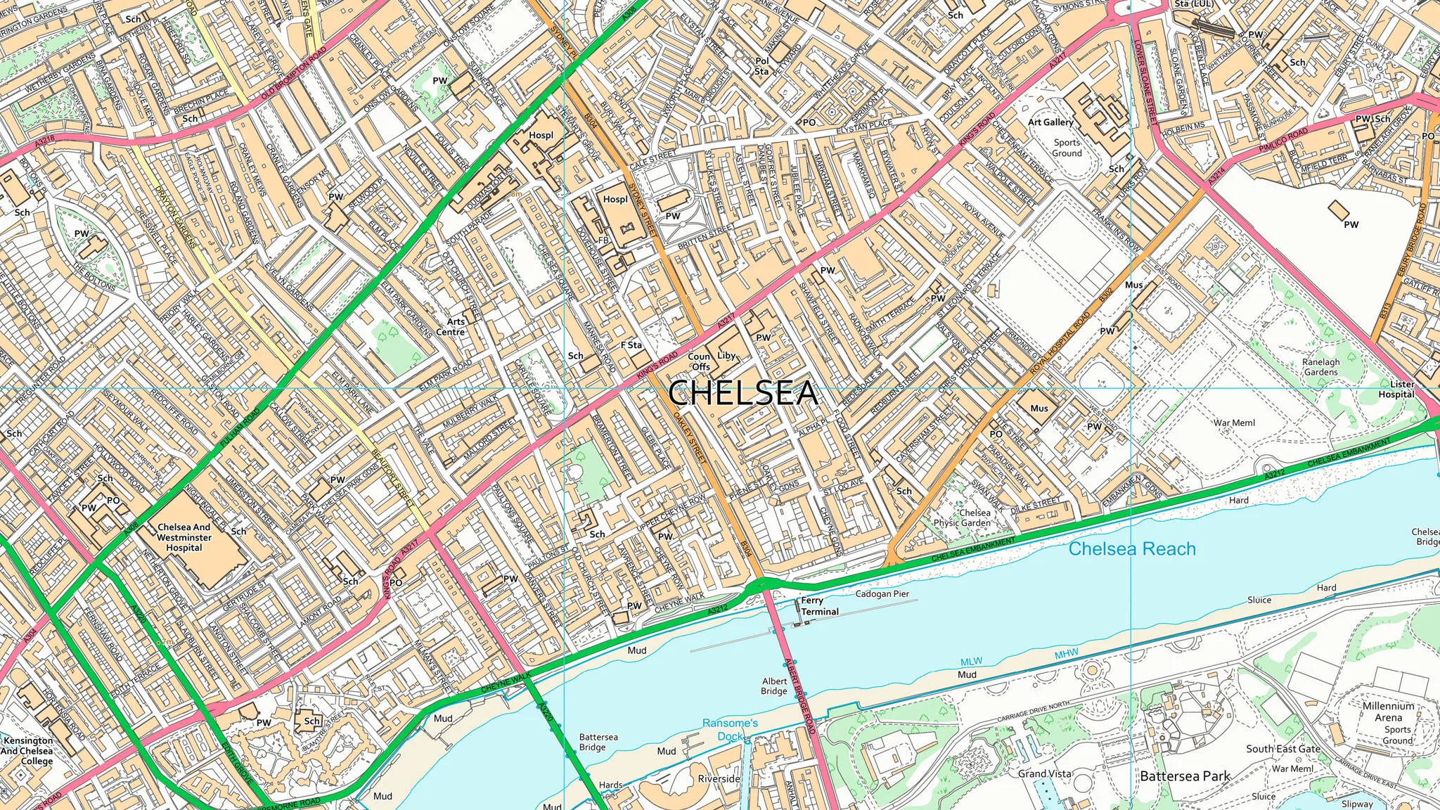 Chelsea Postcode Map OS VectorMap District | Data Products | OS